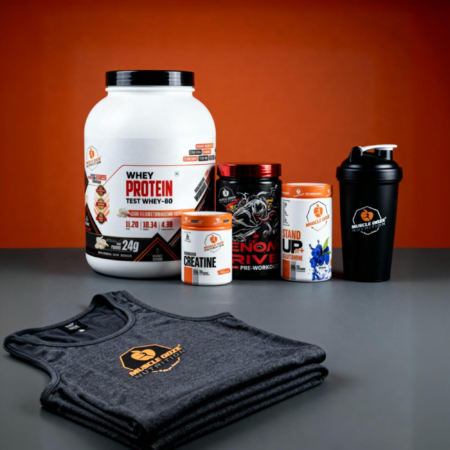 MuscleOoze® Beginners Growth Stack – Whey Protein + Pre-Workout + Creatine + BCAA